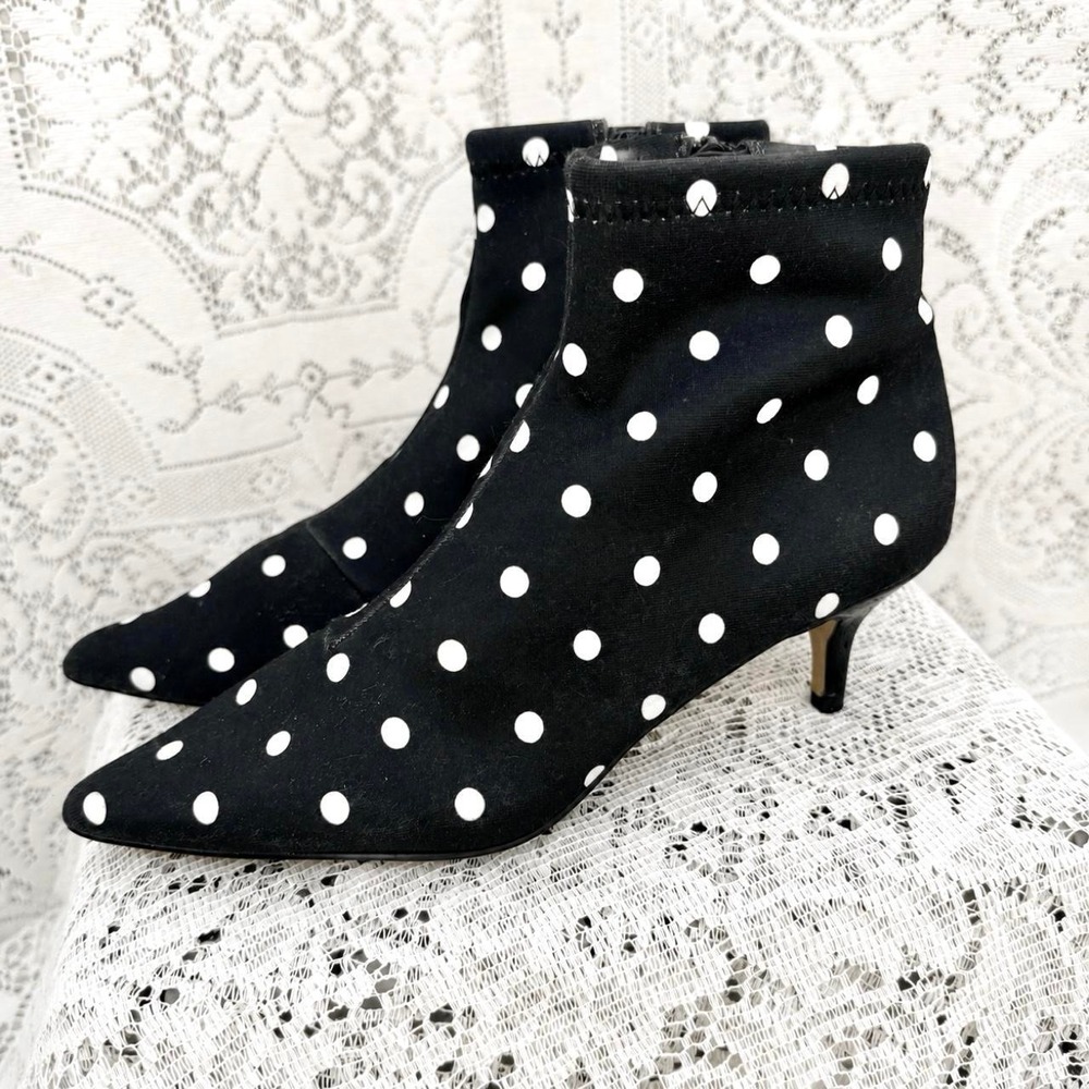Betsey Johnson Polka Dot Pointed-Toe Ankle Boots — Size 7